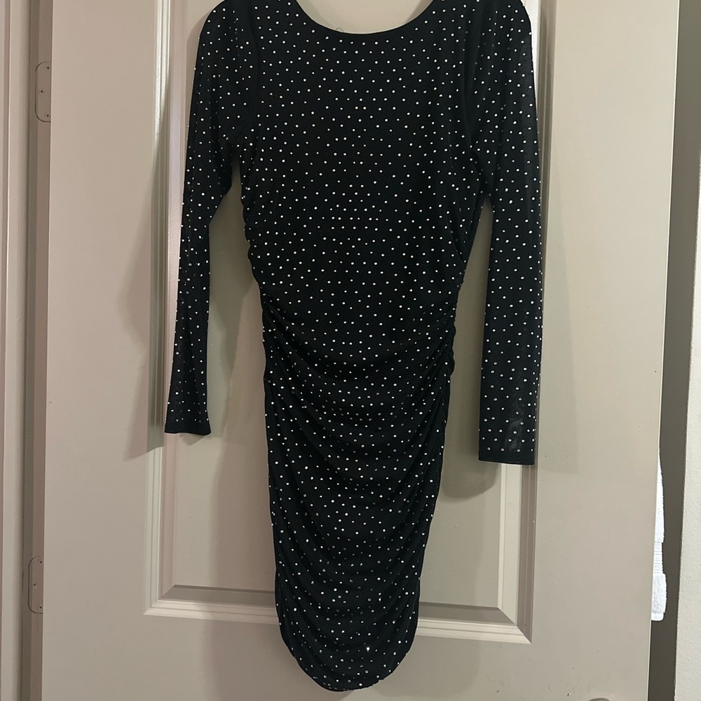Elegant Black and Silver Rhinestone Dress
